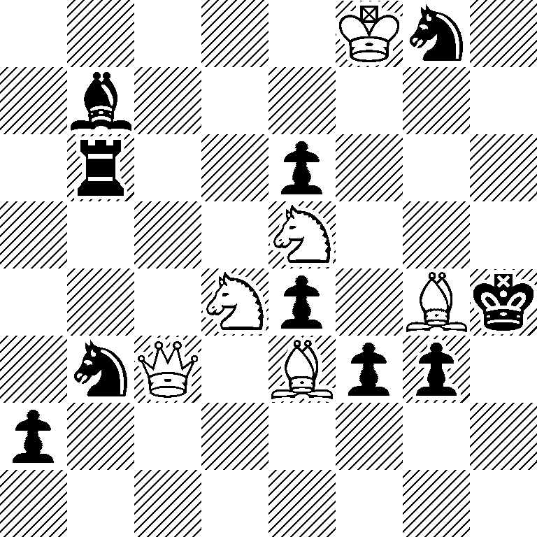 5Kn1/1b6/1r2p3/4N3/3Np1Bk/1nQ1Bpp1/p7/8