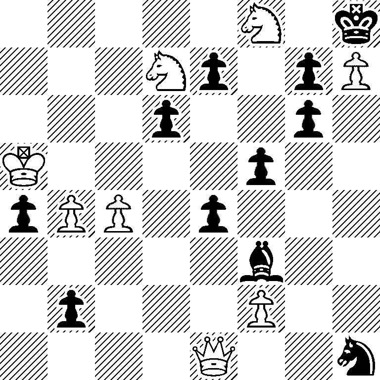 5N1k/3Np1pP/3p2p1/K4p2/pPP1p3/5b2/1p3P2/4Q2n