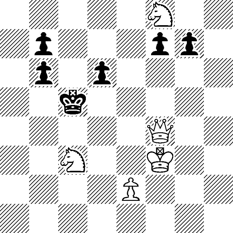 5N2/1p3pp1/1p1p4/2k5/5Q2/2N2K2/4P3/8