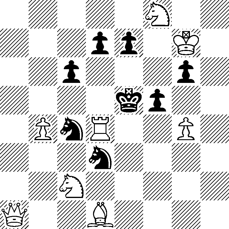 5N2/3pp1K1/2p3p1/4kp2/1PnR2P1/3n4/2N5/Q2B4