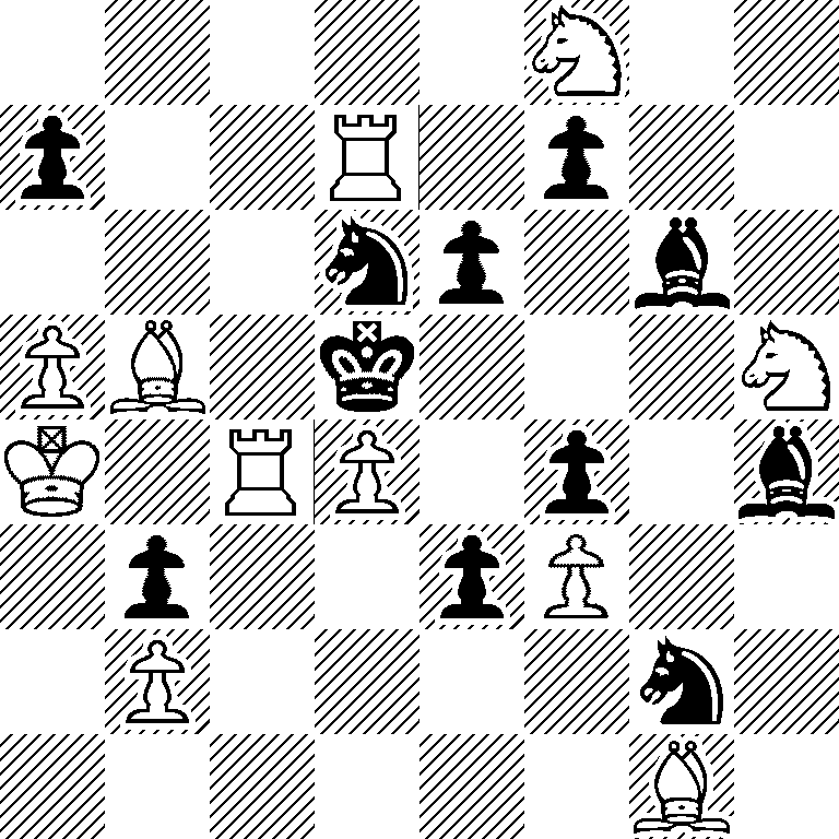 5N2/p2R1p2/3np1b1/PB1k3N/K1RP1p1b/1p2pP2/1P4n1/6B1