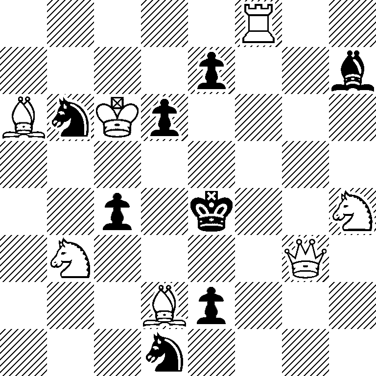 5R2/4p2b/BnKp4/8/2p1k2N/1N4Q1/3Bp3/3n4