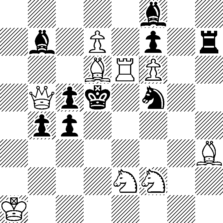 5b2/1b1P1p1r/3BRP2/1Qpk1n2/1pp5/7B/4NN2/K7