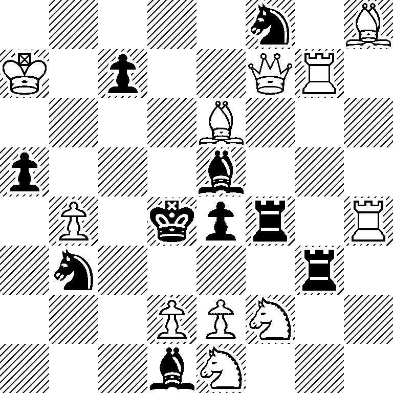 5n1B/K1p2QR1/4B3/p3b3/1P1kpr1R/1n4r1/3PPN2/3bN3