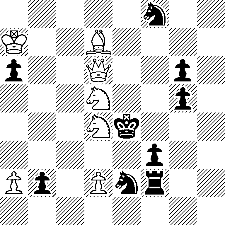 5n2/K2B4/p2Q2p1/3N2p1/3Nk3/5p2/Pp1Pnr2/8