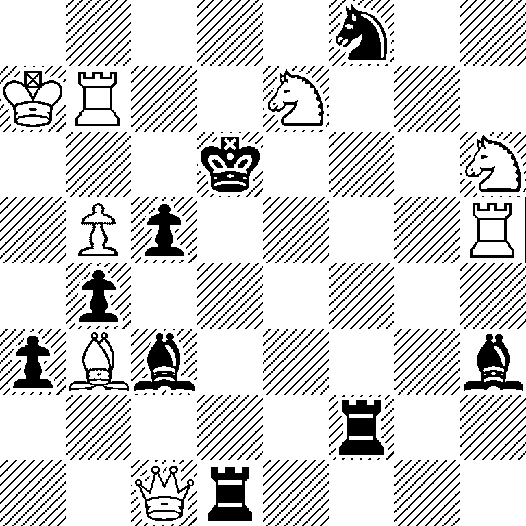 5n2/KR2N3/3k3N/1Pp4R/1p6/pBb4b/5r2/2Qr4