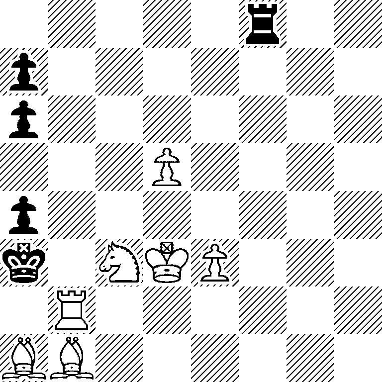 5r2/p7/p7/3P4/p7/k1NKP3/1R6/BB6