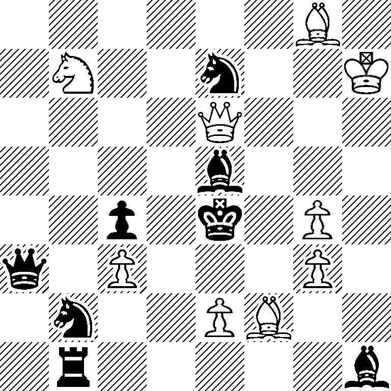 6B1/1N2n2K/4Q3/4b3/2p1k1P1/q1P3P1/1n2PB2/1r5b