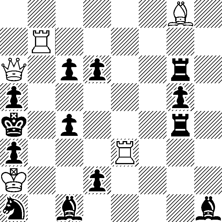 6B1/1R6/Q1pp2r1/p5p1/k1p3r1/p3R3/K2p4/n1b4b