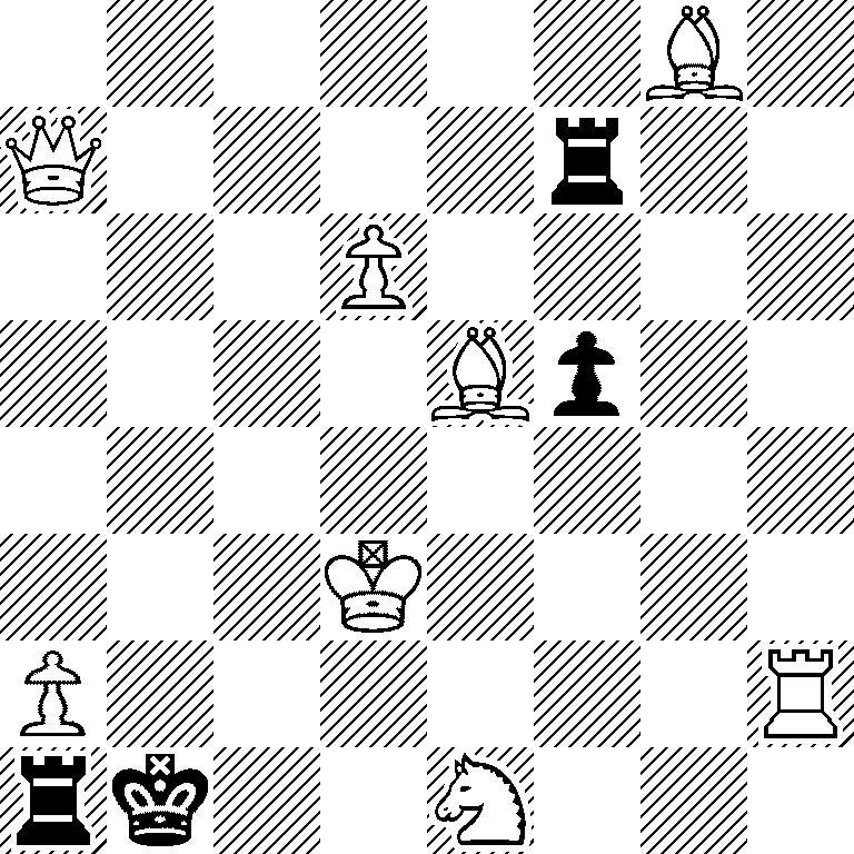 6B1/Q4r2/3P4/4Bp2/8/3K4/P6R/rk2N3
