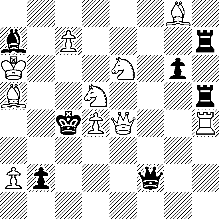 6B1/b1P4r/K3N1p1/B2N3r/2kPQ2R/8/Pp3q2/8