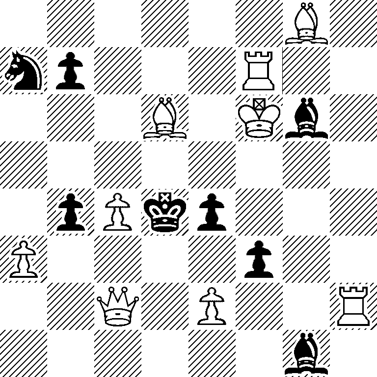 6B1/np3R2/3B1Kb1/8/1pPkp3/P4p2/2Q1P2R/6b1