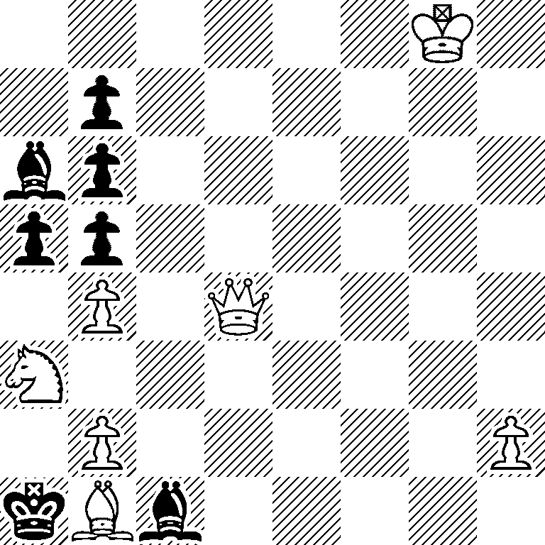 6K1/1p6/bp6/pp6/1P1Q4/N7/1P5P/kBb5