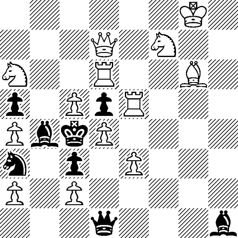 6K1/3Q1N2/N2R2B1/p1PpR3/PbkP4/n1p1P3/P1P5/3q3b