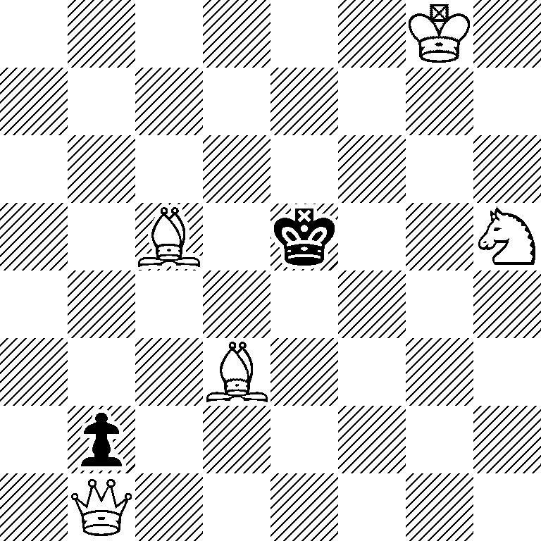 6K1/8/8/2B1k2N/8/3B4/1p6/1Q6