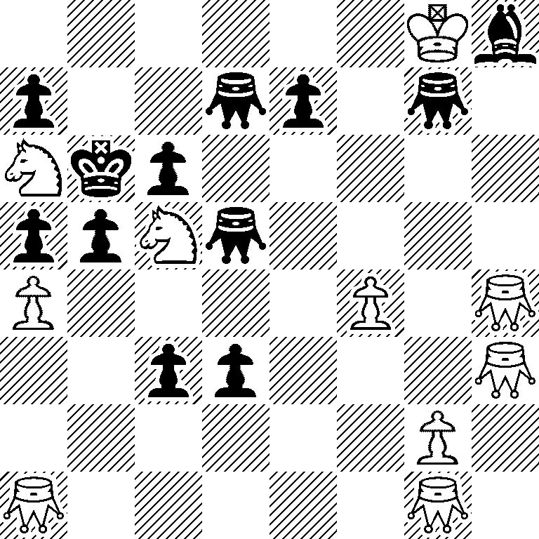 6Kb/p2*2qp1*2q1/Skp5/ppS*2q4/P4P1*2Q/2pp3*2Q/6P1/*2Q5*2Q1