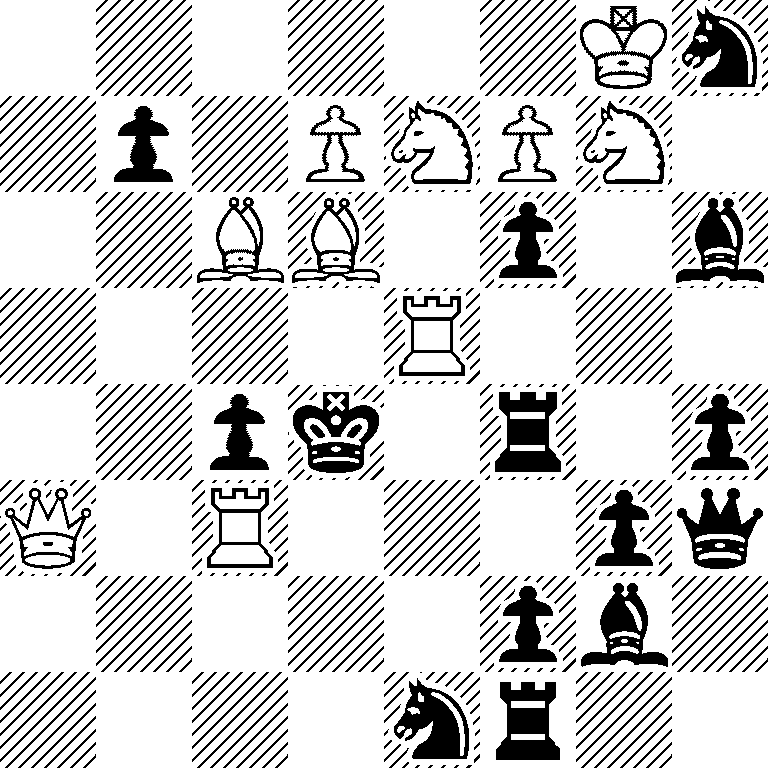 6Kn/1p1PNPN1/2BB1p1b/4R3/2pk1r1p/Q1R3pq/5pb1/4nr2