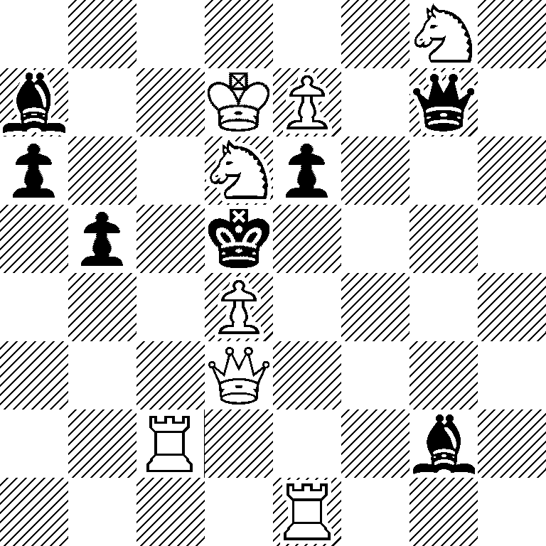 6N1/b2KP1q1/p2Np3/1p1k4/3P4/3Q4/2R3b1/4R3