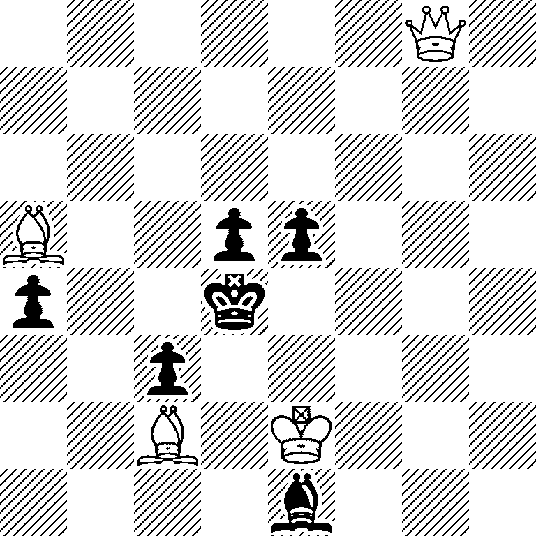 6Q1/8/8/B2pp3/p2k4/2p5/2B1K3/4b3