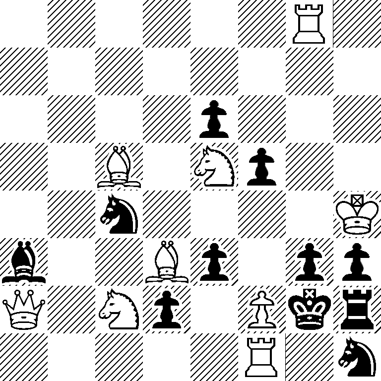 6R1/8/4p3/2B1Np2/2n4K/b2Bp1pp/Q1Np1Pkr/5R1n