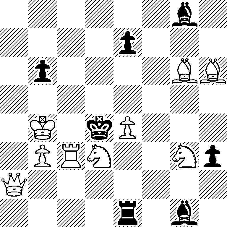 6b1/4p3/1p4BB/8/1K1kP3/1PRN2Np/Q7/4r1b1