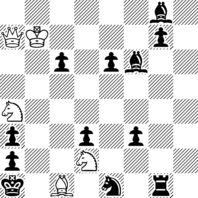 6b1/QK4p1/2p1pb2/8/N7/p2p1p2/p2N4/k1B1n1r1