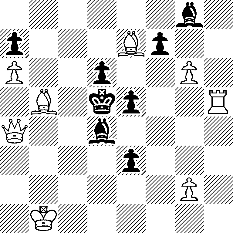 6b1/p3Bp2/P2p2P1/1B1kp2R/Q2b4/4p3/6P1/1K6