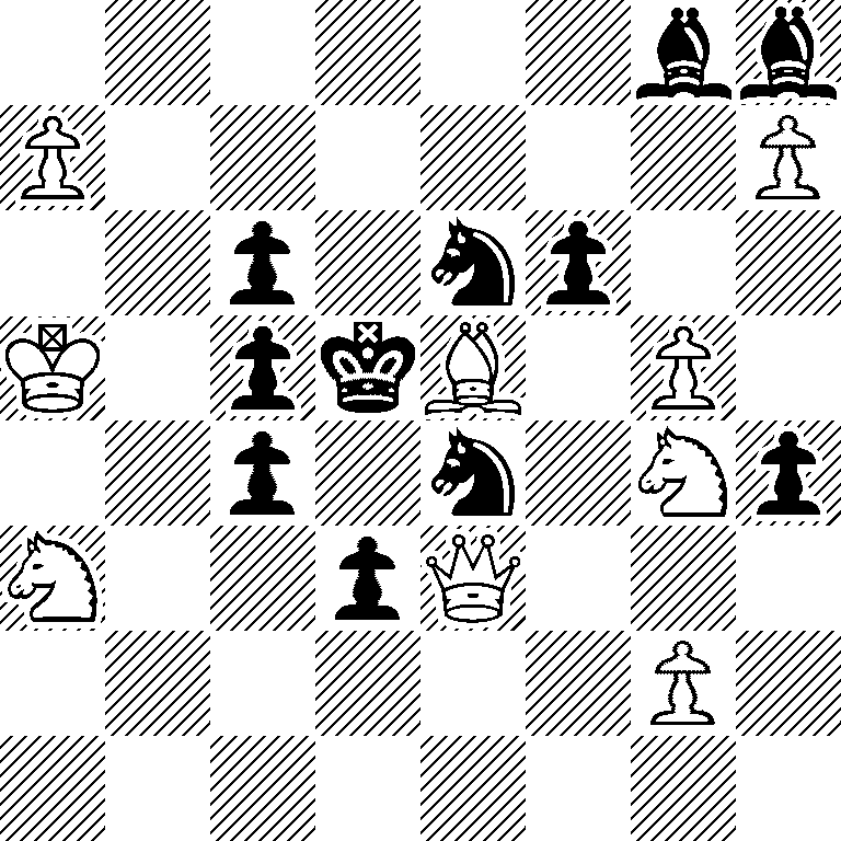 6bb/P6P/2p1np2/K1pkB1P1/2p1n1Np/N2pQ3/6P1/8