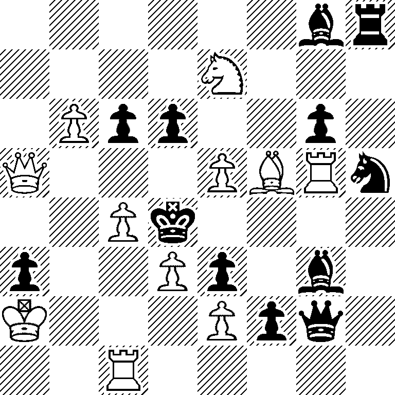 6br/4N3/1Ppp2p1/Q3PBRn/2Pk4/p2Pp1b1/K3Ppq1/2R5