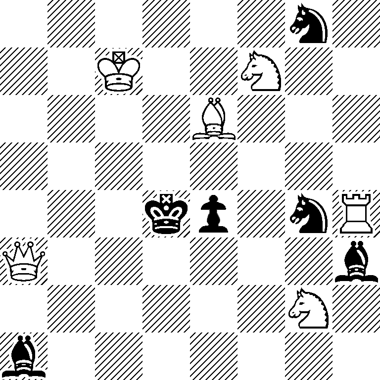 6n1/2K2N2/4B3/8/3kp1nR/Q6b/6N1/b7