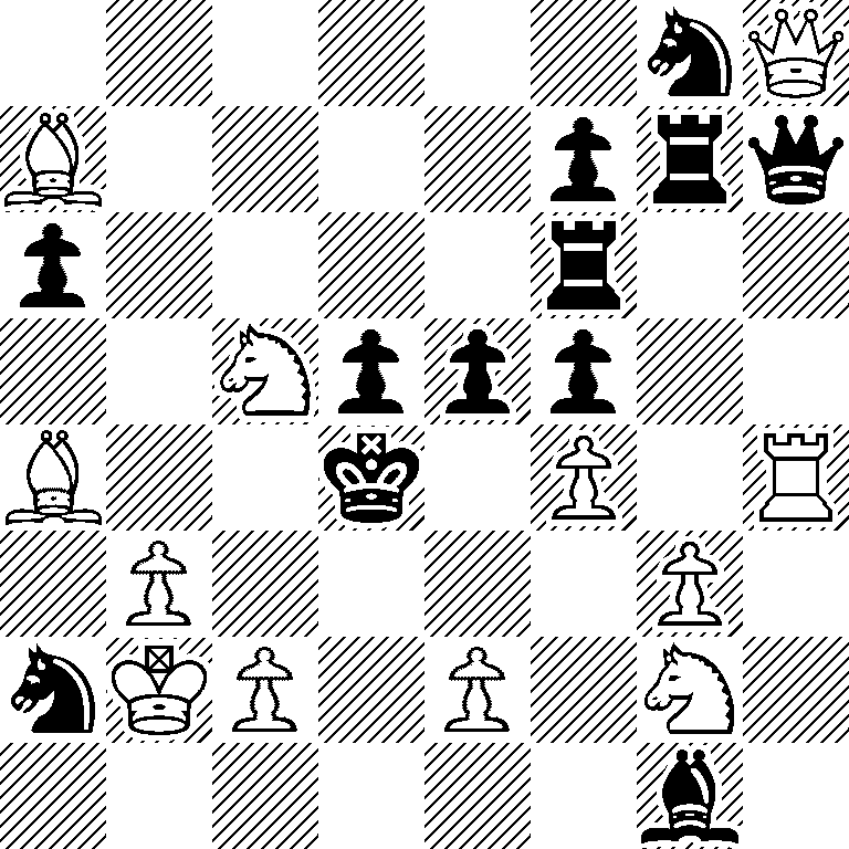 6nQ/B4prq/p4r2/2Nppp2/B2k1P1R/1P4P1/nKP1P1N1/6b1