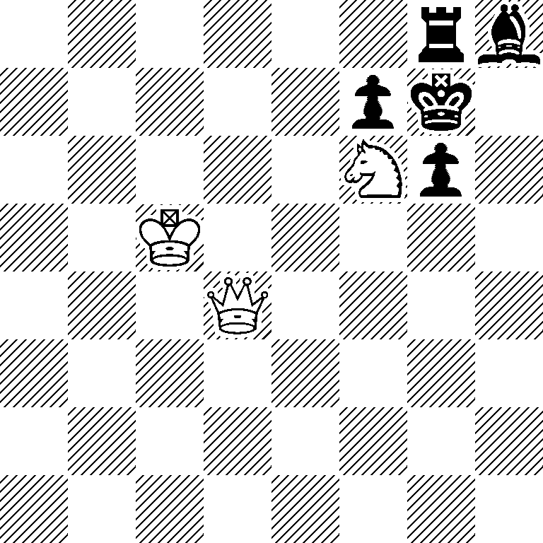 6rb/5pk1/5Np1/2K5/3Q4/8/8/8