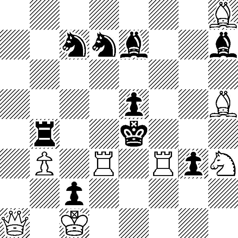 7B/2nnb2b/8/4p2B/1r2k3/1P1R1RpN/2p5/Q1K5