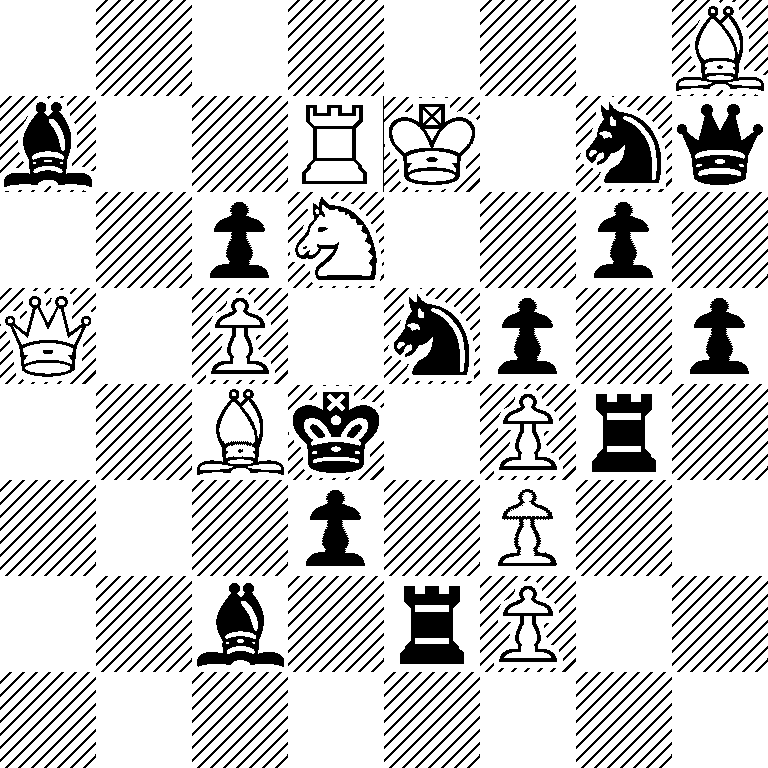 7B/b2RK1nq/2pN2p1/Q1P1np1p/2Bk1Pr1/3p1P2/2b1rP2/8
