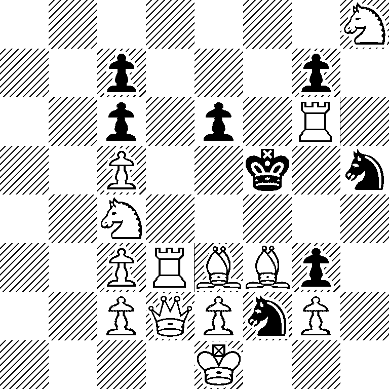 7N/2p3p1/2p1p1R1/2P2k1n/2N5/2PRBBp1/2PQPnP1/4K3