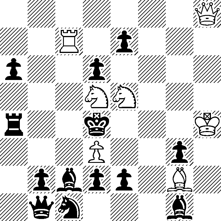 7Q/2R1p3/p2p4/3NN3/r2k3K/3P2p1/1pbpp1B1/1qn3b1