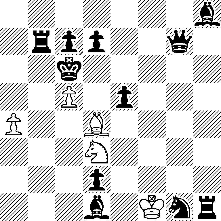 7b/1rpp2q1/2k5/2P1p3/P2B4/3S4/3p4/3b1Ksr