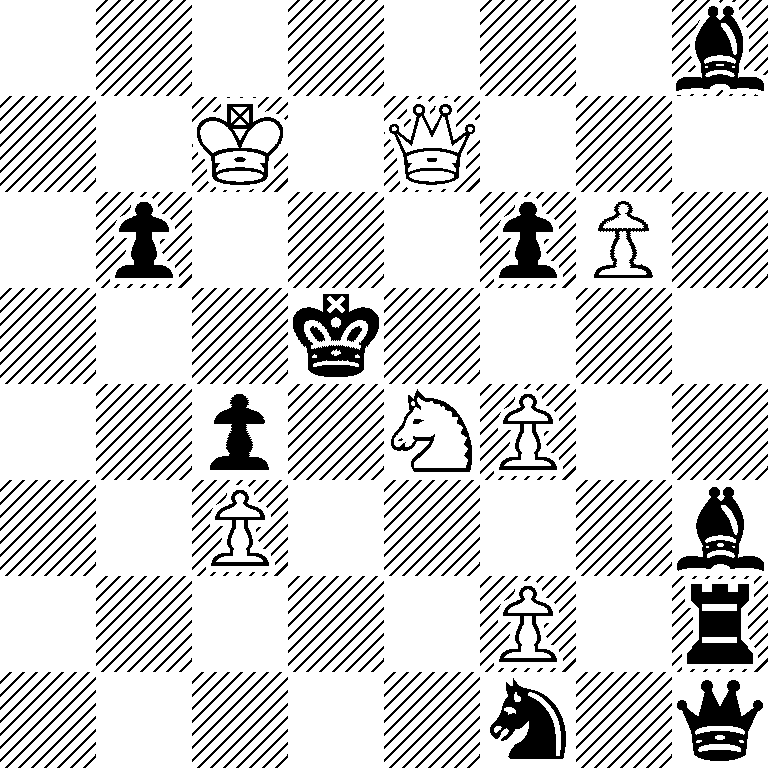 7b/2K1Q3/1p3pP1/3k4/2p1NP2/2P4b/5P1r/5n1q