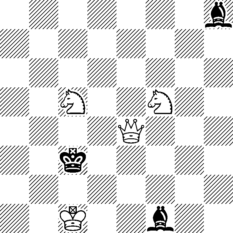 7b/8/8/2N2N2/4Q3/2k5/8/2K2b2