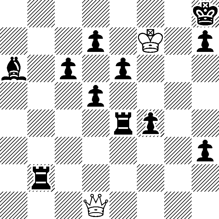 7k/3p1K1p/b1p1p3/3p4/4rp2/7p/1r6/3Q4