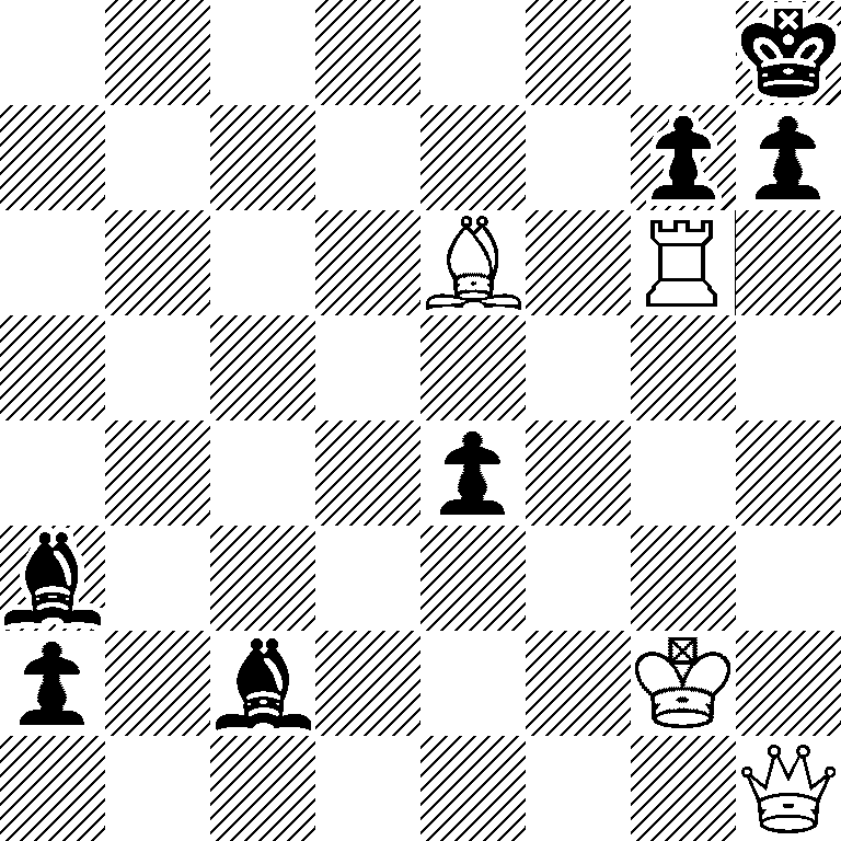 7k/6pp/4B1R1/8/4p3/b7/p1b3K1/7Q