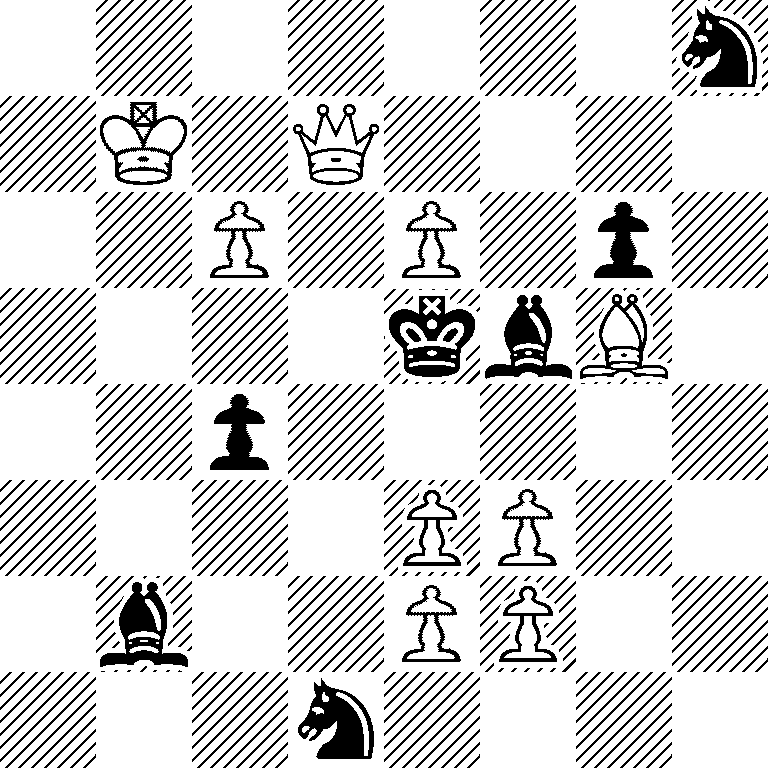 7n/1K1Q4/2P1P1p1/4kbB1/2p5/4PP2/1b2PP2/3n4