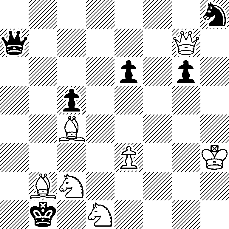7n/q5Q1/4p1p1/2p5/2B5/4P2K/1BN5/1k1N4