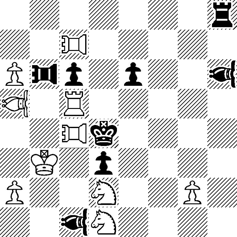 7r/2*3R5/P*3rp1p2*3b/*3B1R5/2*3Rk4/1K1p4/P2S2P1/2*3bS4