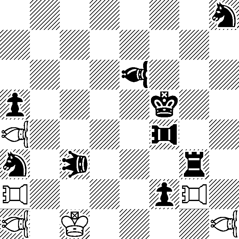 7s/8/4*3b3/p4k2/*3B4*3r2/s1*3q3r1/*3R4p*3R1/*3B1K4*3B