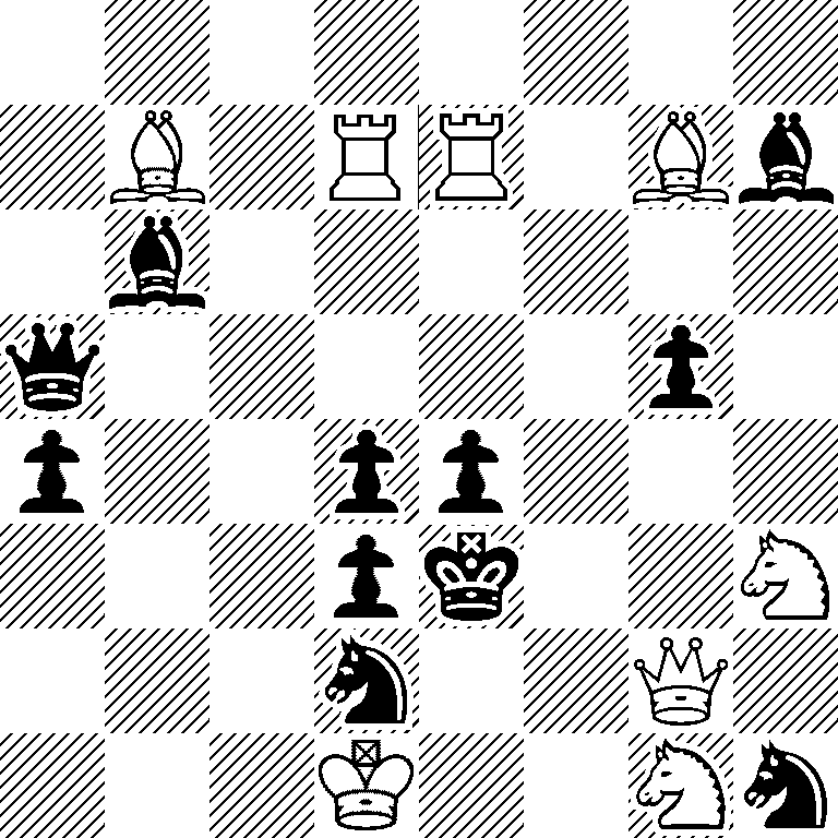8/1B1RR1Bb/1b6/q5p1/p2pp3/3pk2N/3n2Q1/3K2Nn