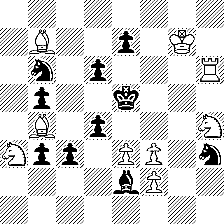8/1B2p1K1/1n1p3R/1p2k3/1B1p3N/Npp1PP1n/4bP2/8