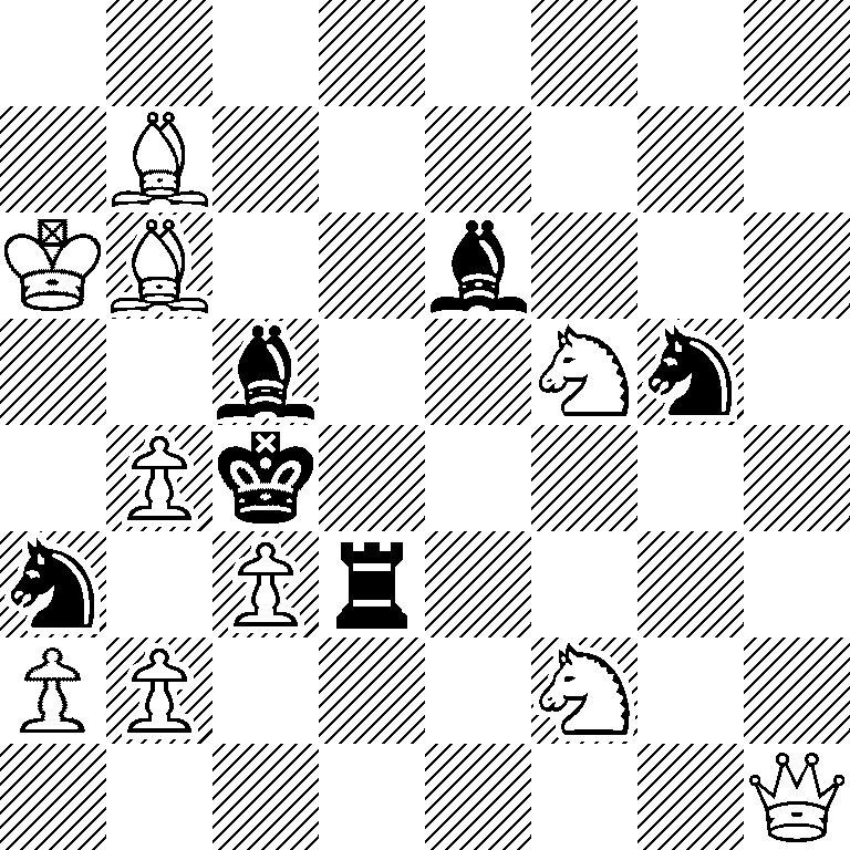 8/1B6/KB2b3/2b2Nn1/1Pk5/n1Pr4/PP3N2/7Q