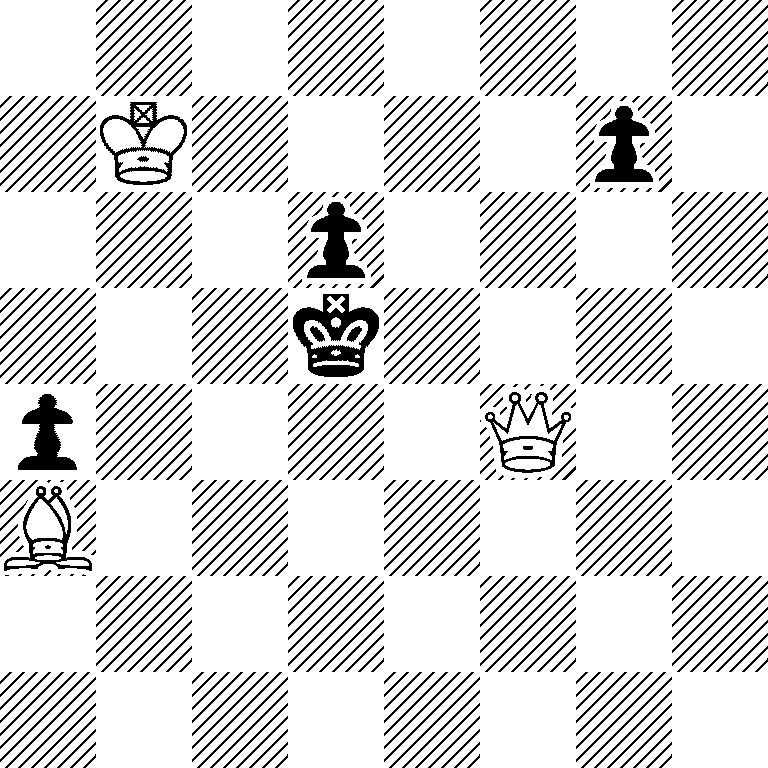 8/1K4p1/3p4/3k4/p4Q2/B7/8/8