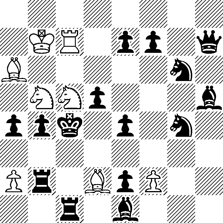 8/1KR1pp1q/B5n1/1NNp3b/ppk1p1n1/8/Pr1BpP2/2r1b3